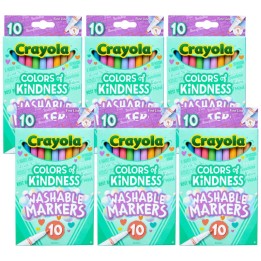 Crayola® Colors of Kindness Fine Line Washable Markers, 10 Per Pack, 6 Packs