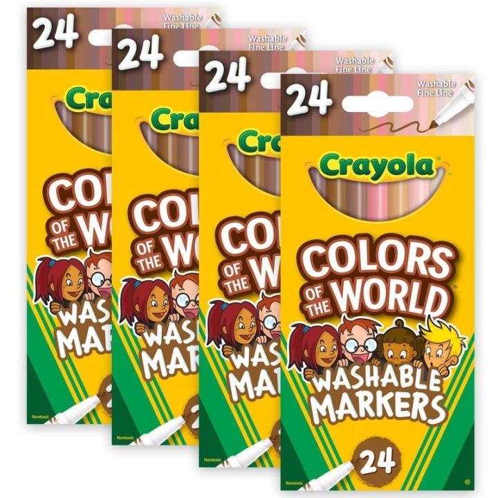 Crayola® Colors of the World Fine Line Markers, 24 Per Pack, 4 Packs