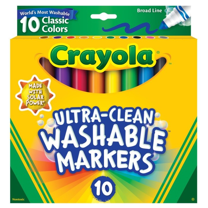 Crayola® Ultra-Clean Markers, Broad Line, Classic Colors, Pack of 10