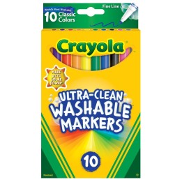 Crayola® Ultra-Clean Markers, Fine Line, Classic Colors, Pack of 10