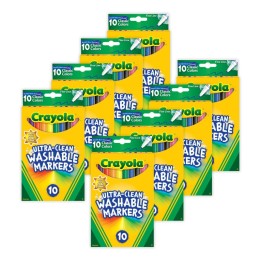 Crayola® Ultra-Clean Markers, Fine Line, Classic Colors, 10 Per Pack, 8 Packs