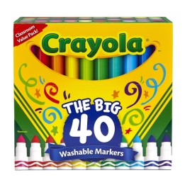 Crayola® Washable Markers, Broad Line, Assorted Colors, Pack of 40