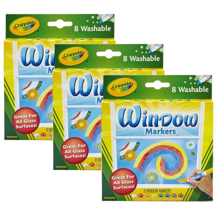 Crayola® Washable Window Markers, 8 Per Box, 3 Boxes