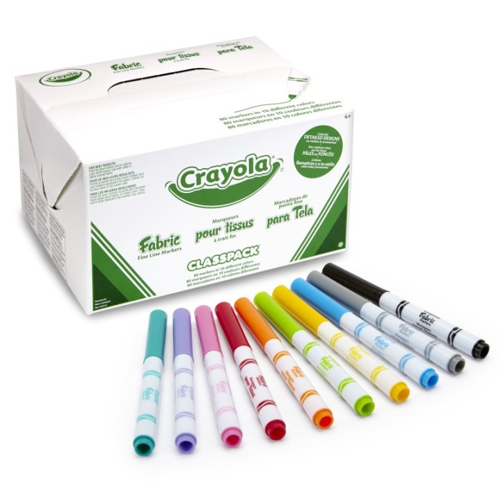Crayola® Fabric Markers, Fine Line, 10 Colors, 80 Count