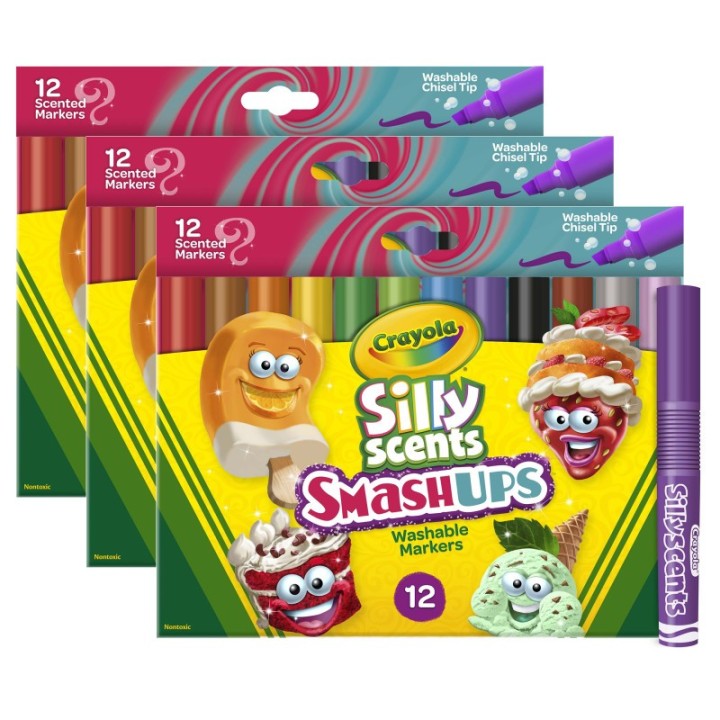 Crayola® Wedge Tip Silly Scents™ Smash Ups Markers, 12 Per Pack, 3 Packs