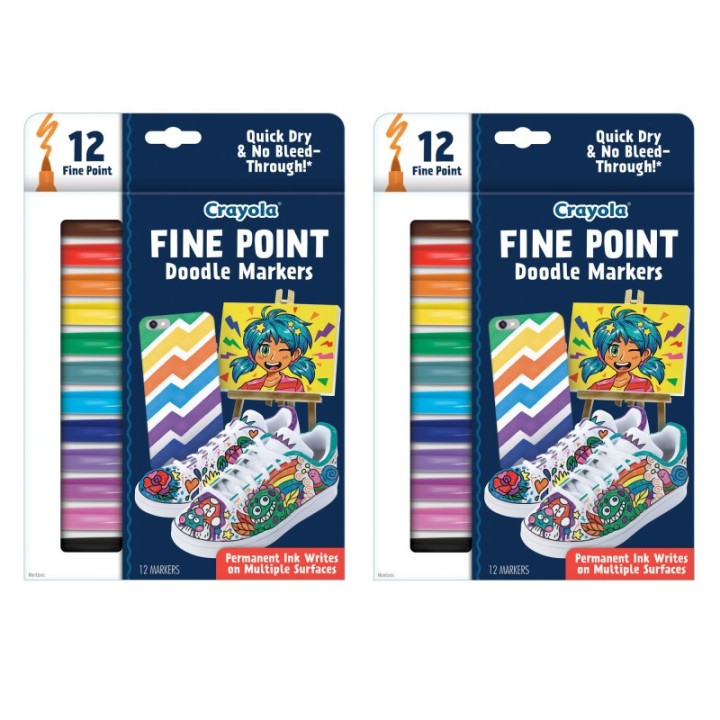 Crayola® Doodle & Draw Fine Point Doodle Marker, 12 Per Pack, 2 Packs