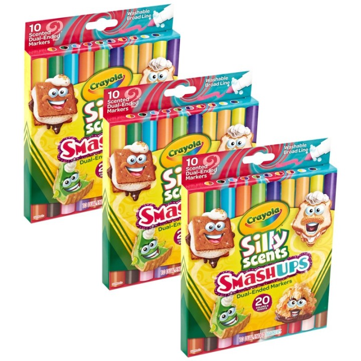 Crayola® Silly Scents Smash Ups Dual-Ended Washable Markers, 10 Per Pack, 3 Packs