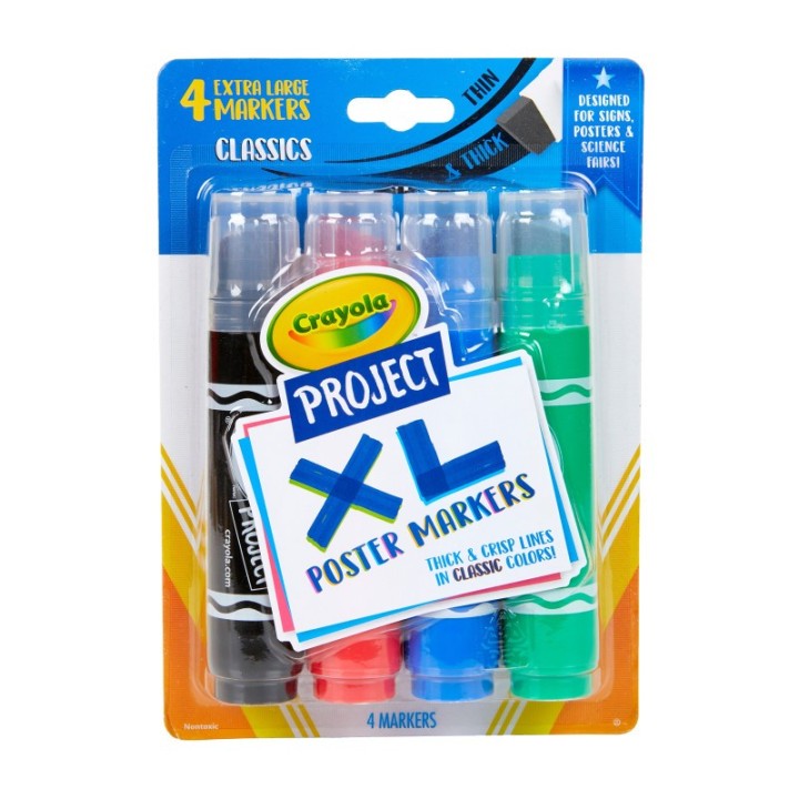Crayola® Project XL Poster Markers, Classic, 4 Count