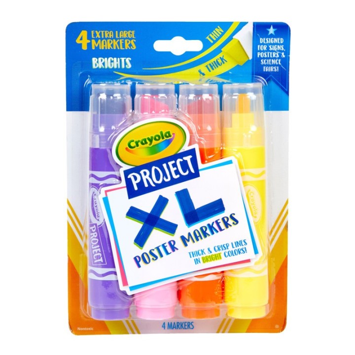Crayola® Project XL Poster Markers, Bold & Bright, 4 Count