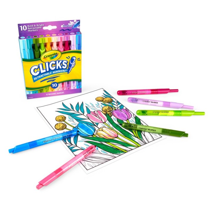 Crayola® Washable CLICKS Retractable Markers, Bold/Bright Colors, 10 Count