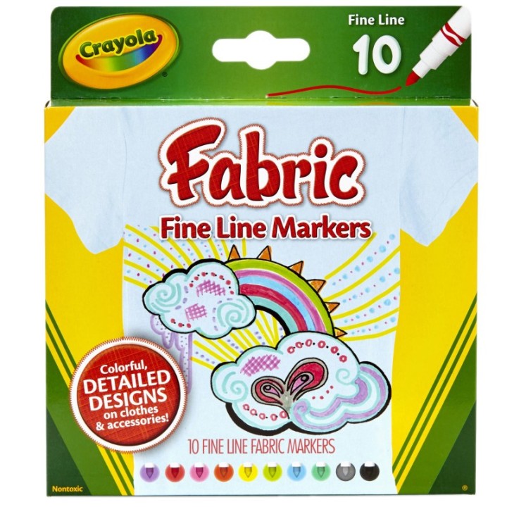 Crayola® Fabric Markers, Fine Line, 10 Count