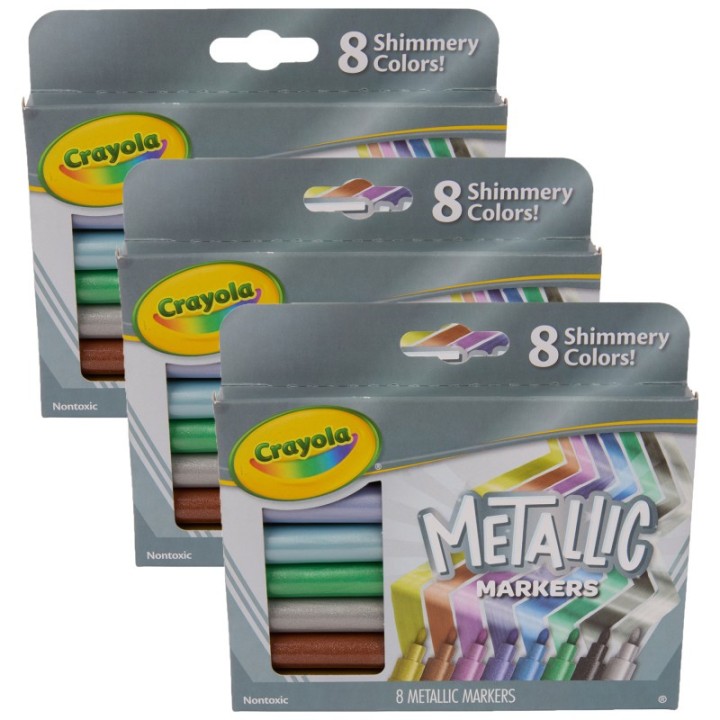 Crayola® Metallic Markers, 8 Per Pack, 3 Packs