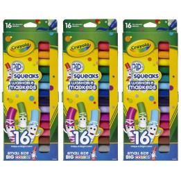 Crayola® Pip Squeaks Washable Markers, Conical Tip, 16 Per Box, 3 Boxes