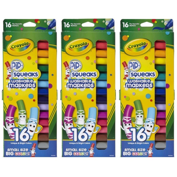 Crayola® Pip Squeaks Washable Markers, Conical Tip, 16 Per Box, 3 Boxes