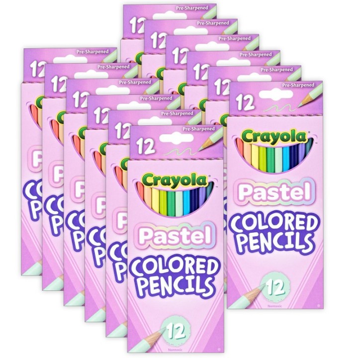 Crayola® Colored Pencils, Pastel, 12 Per Pack, 12 Packs