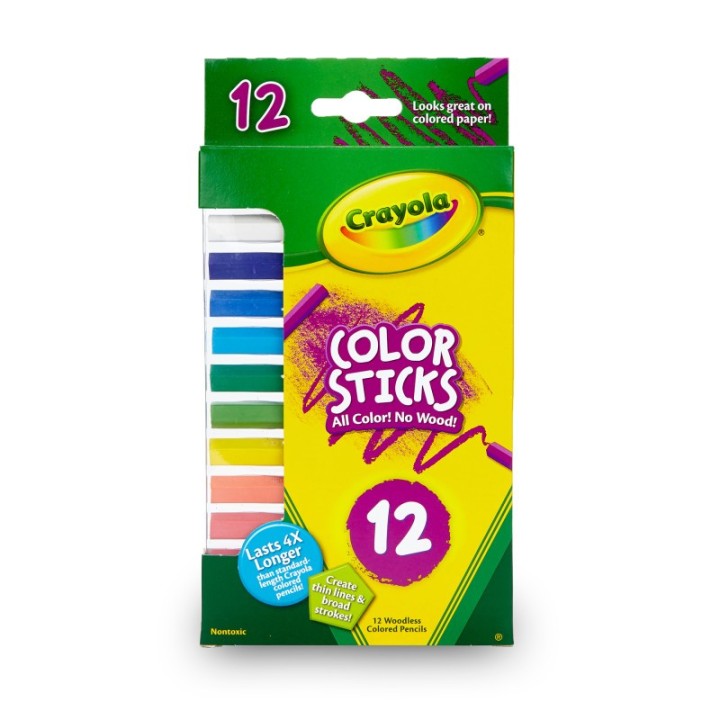 Crayola® Color Sticks, Woodless Colored Pencils, 12 Count