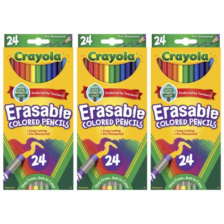 Crayola® Erasable Colored Pencils, 24 Per Box, 3 Boxes