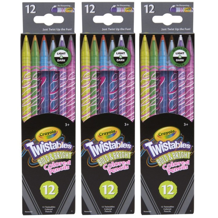 Crayola® Bold & Bright Twistables Colored Pencils, 12 Per Pack, 3 Packs