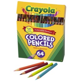 Crayola® Short Colored Pencils, 64 Count with Sharpener