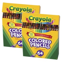 Crayola® Short Colored Pencils, 64 Per Pack, 2 Packs