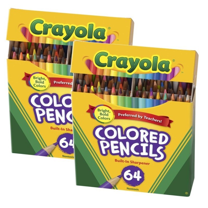 Crayola® Short Colored Pencils, 64 Per Pack, 2 Packs
