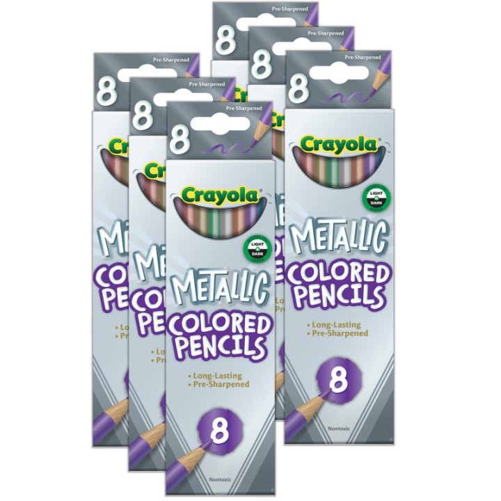 Crayola® Colored Pencils, Metallic, 8 Per Pack, 6 Packs