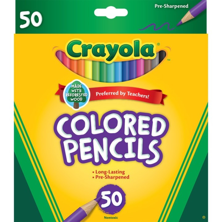 Crayola® Colored Pencils, Full Length, Assorted Colors, 50 Count