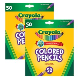 Crayola® Colored Pencils, Full Length, Assorted Colors, 50 Per box, 2 Boxes