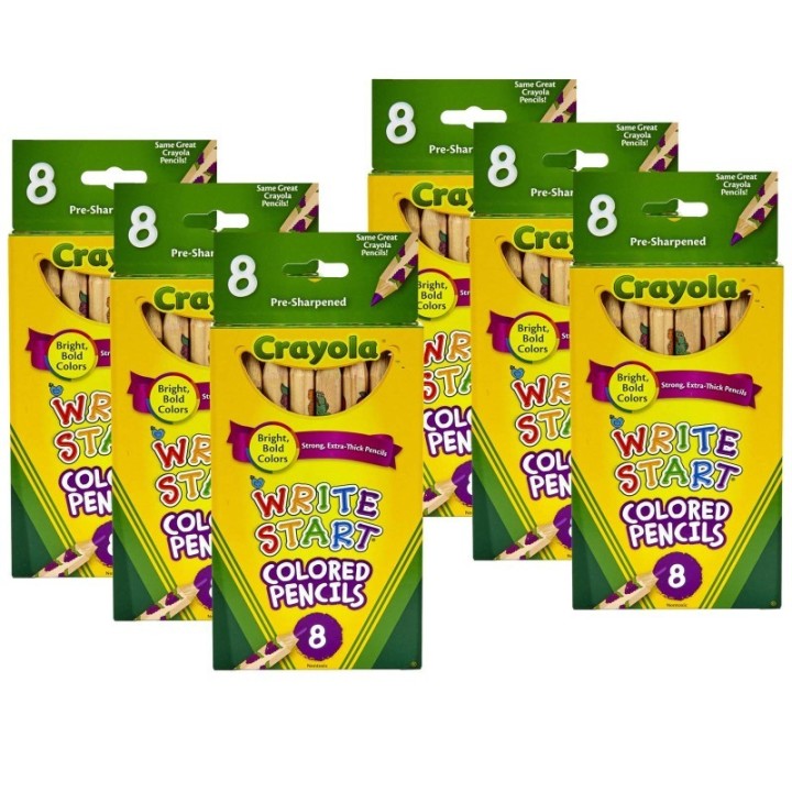 Crayola® Write Start® Colored Pencils, 8 Per Box, 6 Boxes