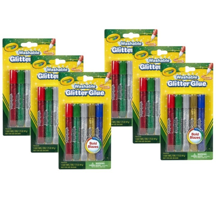 Crayola® Washable Glitter Glue, Bold, 5 Per Pack, 6 Packs