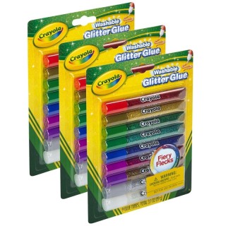 Crayola® Bold Washable Glitter Glue with Fiery Flecks™, 9 Per Pack, 3 Packs