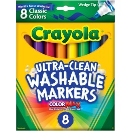 Crayola® Ultra-Clean Washable Markers, Wedge Tip, 8 Count