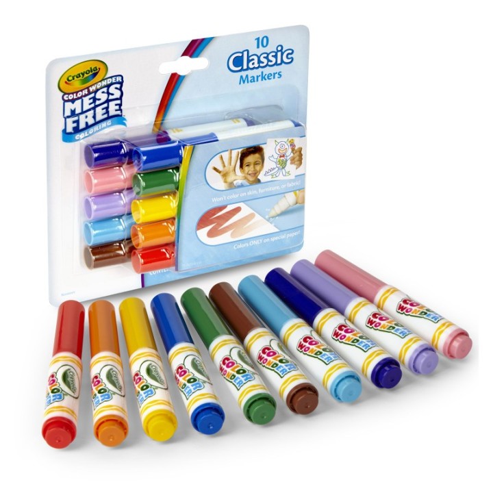 Crayola® Color Wonder Mess Free Mini Markers, Classic Colors, Pack of 10