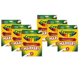 Crayola® Broad Line Markers, Classic Colors, 8 Per Box, 6 Boxes