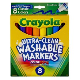 Crayola® Ultra-Clean Markers, Conical Tip, Classic Colors, 8 Count