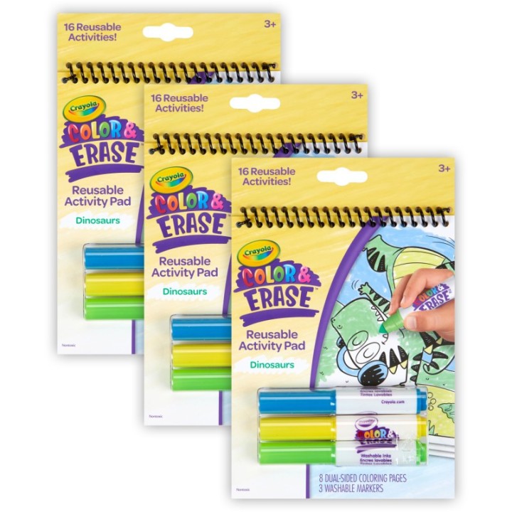 Crayola® Color & Erase Reusable Activity Pad, Dinosaurs, Pack of 3
