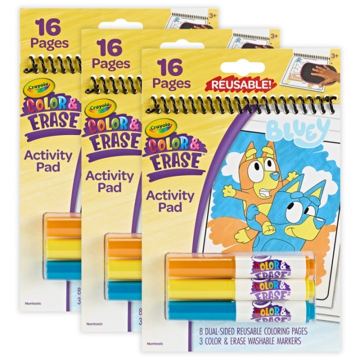 Crayola® Color & Erase Reusable Activity Pad, Bluey, Pack of 3
