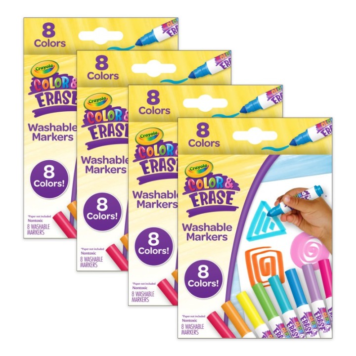 Crayola® Color & Erase Markers, 8 Per Pack, 4 Packs