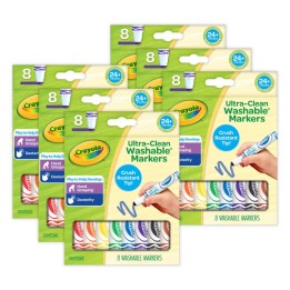 Crayola® Washable Tripod Grip Markers, 8 Per Pack, 6 Packs