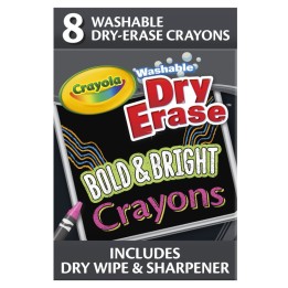 Crayola® Dry Erase Washable Crayons, Bright Colors, 8 Count