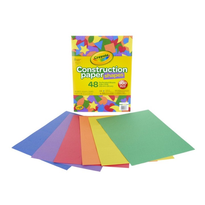 Crayola® Construction Paper Shapes, 48 Perforated Sheets, Over 900 Shapes