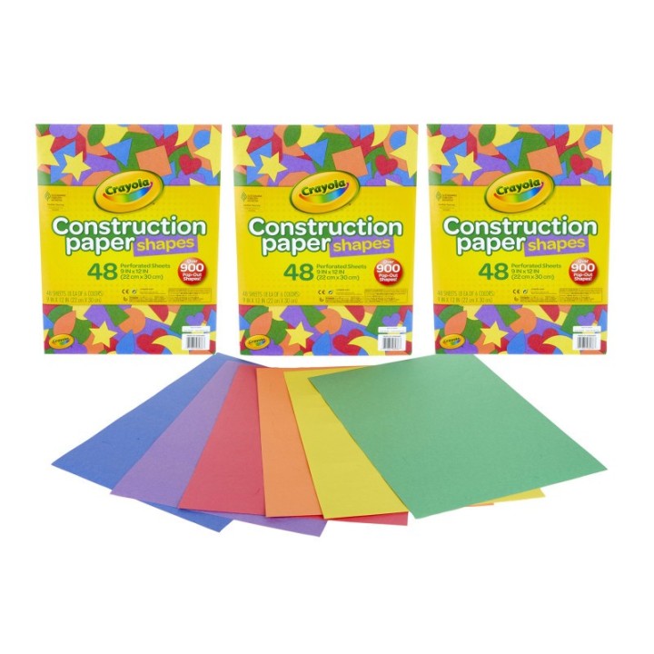 Crayola® Construction Paper Shapes, 48 Perforated Sheets Per Pack, 3 Packs