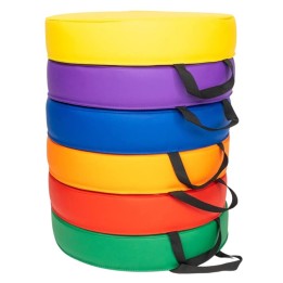 Bintiva Color Coded Vinyl Floor Cushions, Round, Set of 6