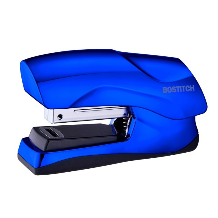 Bostitch Flat Clinch Stapler, 40 Sheets, Metallic Blue