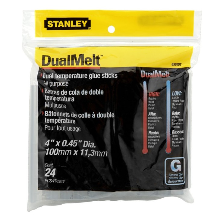 Stanley® Dual Temperature Glue Sticks, 7/16 in x 4 in, Pack of 24