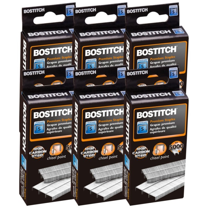 Bostitch Premium Standard Staples, 5000 Per Pack, 6 Packs