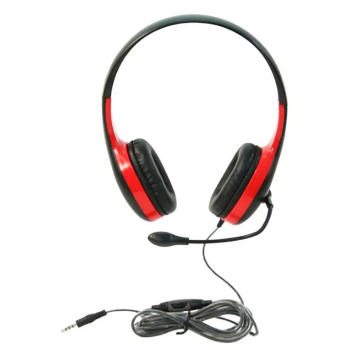 Califone On-Ear Headset with Gooseneck Microphone, 3.5mm, Red