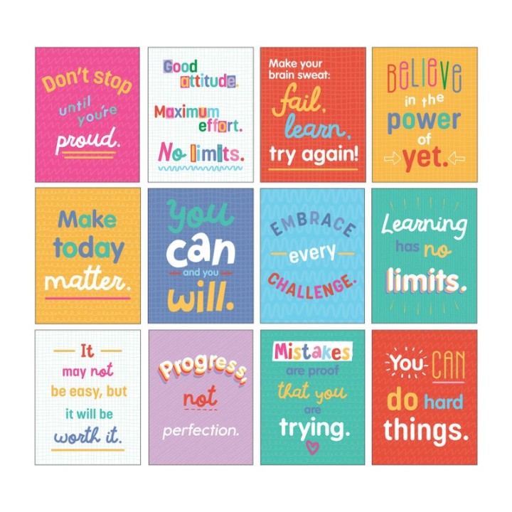 Carson Dellosa Education Mini Posters: Growth Mindset Quotes Poster Set, 12 Pieces