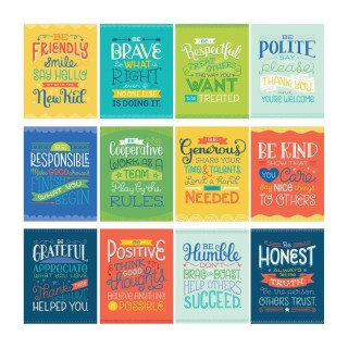 Carson Dellosa Education Mini Posters: Positive Character Traits Poster Set, 12 Pieces