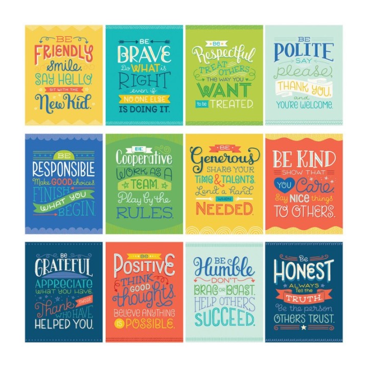 Carson Dellosa Education Mini Posters: Positive Character Traits Poster Set, 12 Pieces
